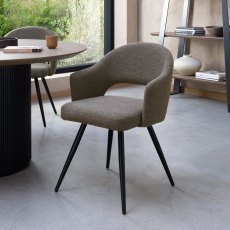 Sterling - Brown Boucle Fabric Chair with Black Legs (Pair)