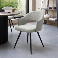 Sterling - Grey Boucle Fabric Chair with Black Legs (Pair)