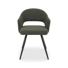 Sterling - Green Boucle Fabric Chair with Black Legs (Pair)