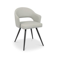 Sterling - Light Grey Faux Leather Chair with Black Legs (Pair)