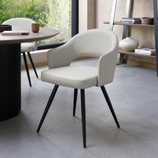 Sterling - Light Grey Faux Leather Chair with Black Legs (Pair)