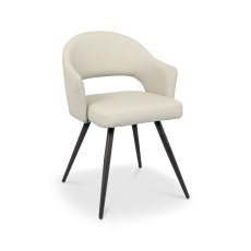 Sterling - Ivory Faux Leather Chair with Black Legs (Pair)