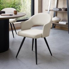 Sterling - Ivory Faux Leather Chair with Black Legs (Pair)