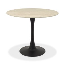 Mason Beige Sintered Stone Circular Bistro Table with Black Base