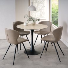 Mason Beige Sintered Stone Circular Bistro Table with Black Base