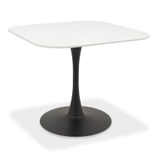 Carter White Sintered Stone Square Bistro Table with Black Base