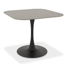 Carter Grey Sintered Stone Square Bistro Table with Black Base