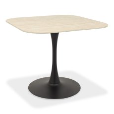 Carter Beige Sintered Stone Square Bistro Table with Black Base