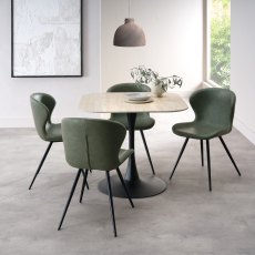 Carter Beige Sintered Stone Square Bistro Table with Black Base
