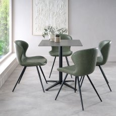 Baxter Grey Sintered Stone Square Bistro Table with Black Base