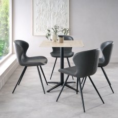 Baxter Beige Sintered Stone Square Bistro Table with Black Base