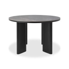 Carmen Gloss Grey Sintered Stone 4 Seater Dining Table with Black Oak Veneer Legs