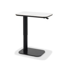 Riley While Sintered Stone Gas Lift Adjustable Sofa Table