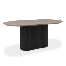Jorge Grey Oak Oval Dining Table with a Black Pedestal
