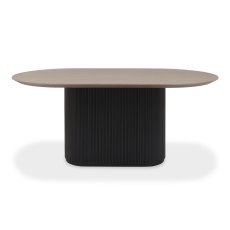 Jorge Grey Oak Oval Dining Table with a Black Pedestal