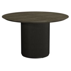 Jorge Grey Oak Round Dining Table with a Black Pedestal