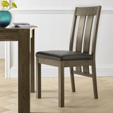 Turin Dark Oak Slatted Chair - Old West Vintage (Pair)