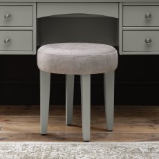 Alora Blue Grey Stool - Infinity Pearl Velvet Fabric