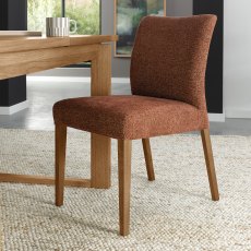 Delta Rustic Oak Upholstered Chair - Auburn Fabric (Pair)