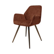 Zoran Rust Chenille Fabric Dining Chair with Bronze Legs (Pair)