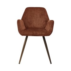 Zoran Rust Chenille Fabric Dining Chair with Bronze Legs (Pair)