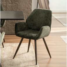 Zoran - Green Chenille Fabric Dining Chair with Bronze Legs (Pair)