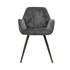 Zoran Grey Chenille Fabric Dining Chair with Bronze Legs (Pair)