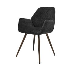 Zoran Dark Grey Chenille Fabric Dining Chair with Bronze Legs (Pair)