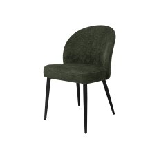 Cleo Green Chenille Fabric Dining Chair with Black Legs (Pair)