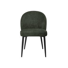 Cleo Green Chenille Fabric Dining Chair with Black Legs (Pair)