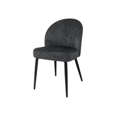 Cleo Dark Grey Chenille Fabric Dining Chair with Black Legs (Pair)
