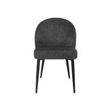 Cleo Dark Grey Chenille Fabric Dining Chair with Black Legs (Pair)