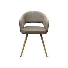 Hanson - Beige Fabric & Stone Vintage Faux Leather Two Tone Chair with Oak-Effect Legs (Pair)