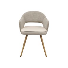Hanson - Beige Fabric & Ivory Faux Leather Two Tone Chair with Oak-Effect Legs (Pair)