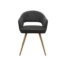 Hanson - Grey Fabric & Dark Grey Faux Leather Two Tone Chair with Oak-Effect Legs (Pair)