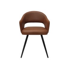 Sterling - Tan Faux Leather Dining Chair with Black Legs (Pair)