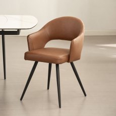 Sterling - Tan Faux Leather Dining Chair with Black Legs (Pair)