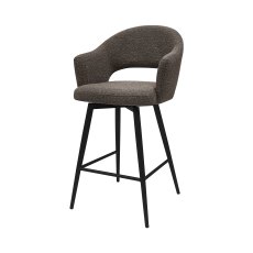 Sterling - Brown Boucle Fabric Swivel Bar Stool with Black Legs (Single)