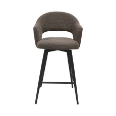 Sterling - Brown Boucle Fabric Swivel Bar Stool with Black Legs (Single)