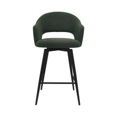 Sterling - Green Boucle Fabric Swivel Bar Stool with Black Legs (Single)