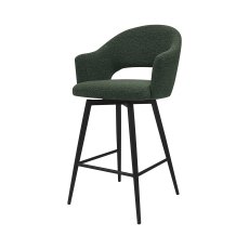 Sterling - Green Boucle Fabric Swivel Bar Stool with Black Legs (Single)