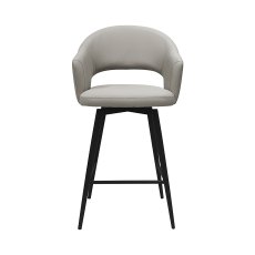 Sterling - Light Grey Faux Leather Swivel Bar Stool with Black Legs (Single)