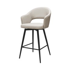 Sterling - Ivory Faux Leather Swivel Bar Stool with Black Legs (Single)