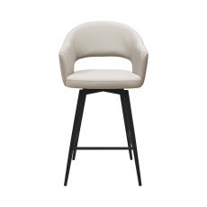 Sterling - Ivory Faux Leather Swivel Bar Stool with Black Legs (Single)