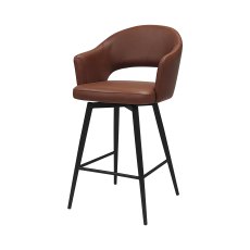 Sterling - Tan Faux Leather Swivel Bar Stool with Black Legs (Single)