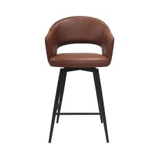Sterling - Tan Faux Leather Swivel Bar Stool with Black Legs (Single)