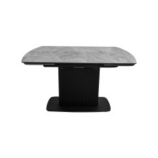 Verona - Light Grey Gloss Sintered Stone Swivel Extendable Dining Table with Fluted Black Pedestal
