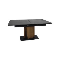 Nero - Pop-Up Extension Matt Dark Grey Sintered Stone Dining Table with Bronze Brushed Pedestal
