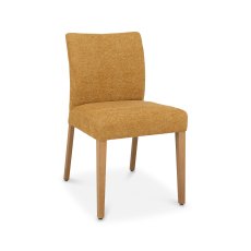 Delta Rustic Oak Upholstered Chair - Mustard Fabric (Pair)