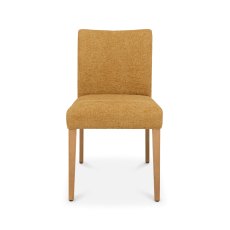 Delta Rustic Oak Upholstered Chair - Mustard Fabric (Pair)